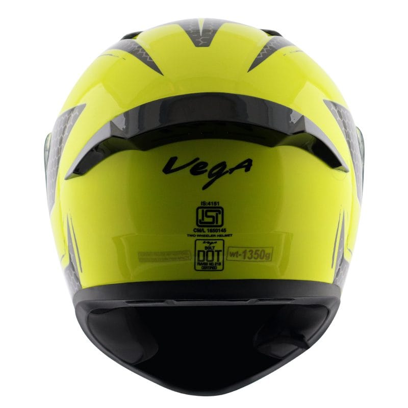 Vega Bolt Hyper Neon Yellow Black Helmet Riders Junction 1