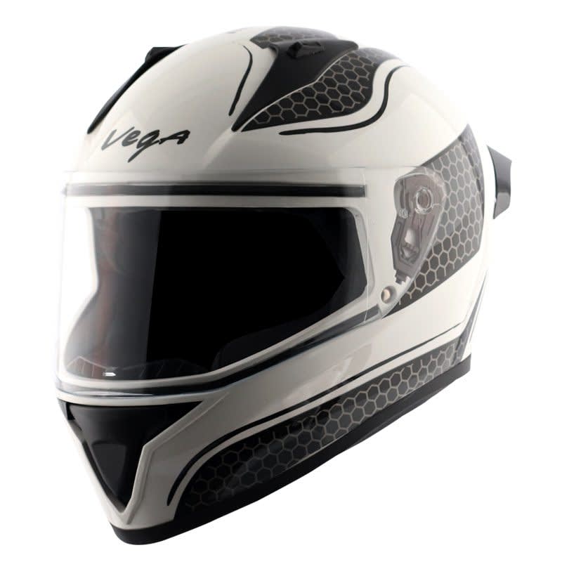 Vega Bolt Hyper White Black Helmet Riders Junction 1