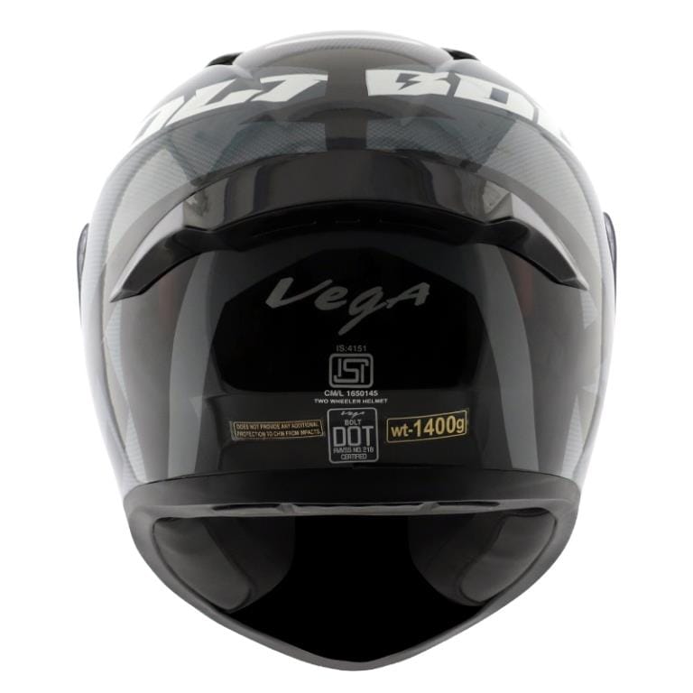 Vega Bolt Macho Black Grey Helmet Riders Junction 1