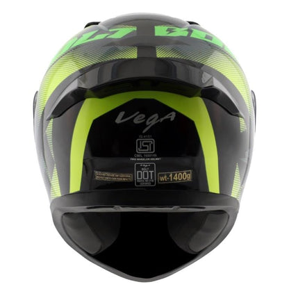 Vega Bolt Macho Black Neon Yellow Helmet Riders Junction 1