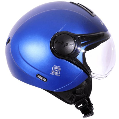 Vega Verve Open Face Dull Blue Helmet (ISI Certified)