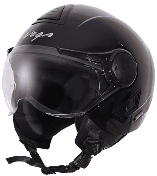 Vega Verve Open Face Black Helmet (ISI Certified)
