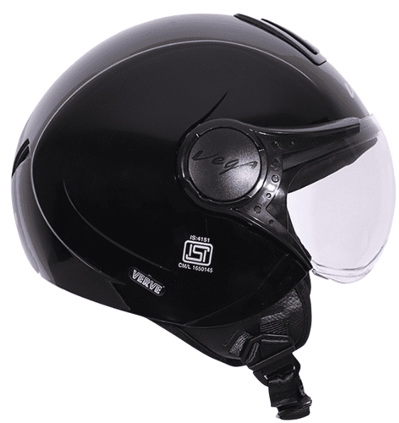 Vega Verve Open Face Black Helmet (ISI Certified)