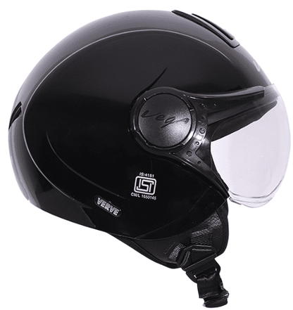 Vega Verve Open Face Black Helmet (ISI Certified)