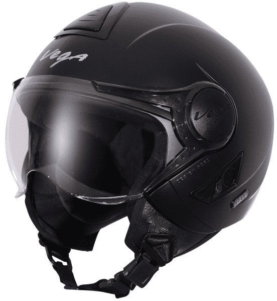 Vega Verve Open Face Dull Black Helmet (ISI Certified)