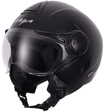 Vega Verve Open Face Dull Black Helmet (ISI Certified)