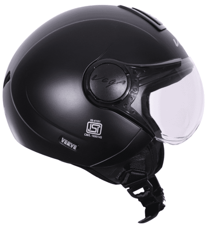 Vega Verve Open Face Dull Black Helmet (ISI Certified)