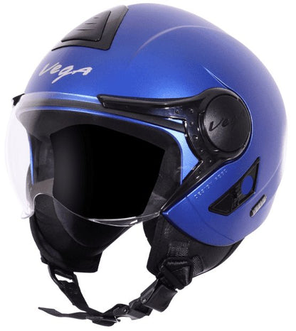 Vega Verve Open Face Dull Blue Helmet (ISI Certified)