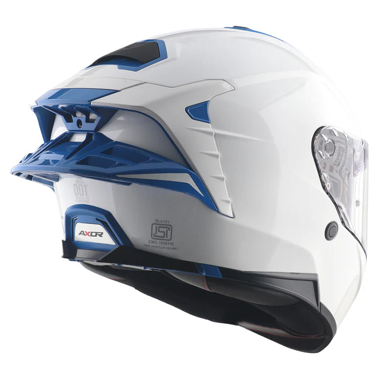 Axor Brutale Corsa Dual Spoiler White Blue Helmet