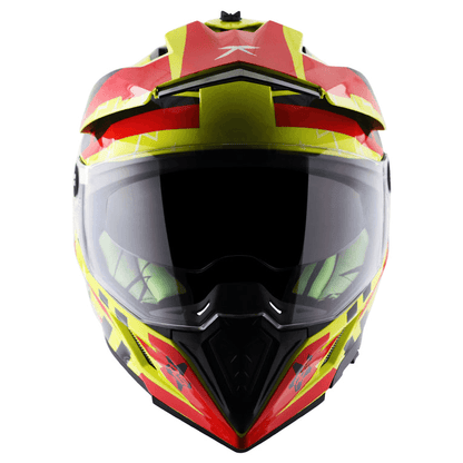 AXOR X-Cross Flash Neon Yellow Red Dual Visor Helmet