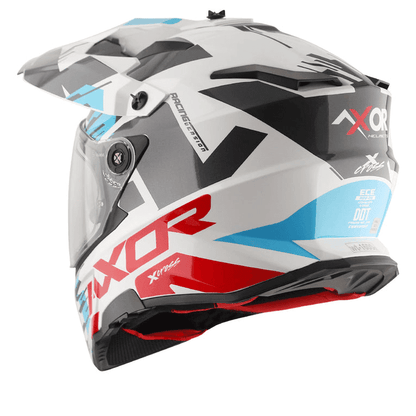 AXOR X-Cross X1 White Red Dual Visor Helmet