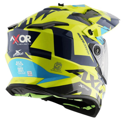 AXOR X-Cross X1 Neon Yellow Blue Dual Visor Helmet