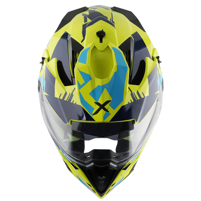 AXOR X-Cross X1 Neon Yellow Blue Dual Visor Helmet