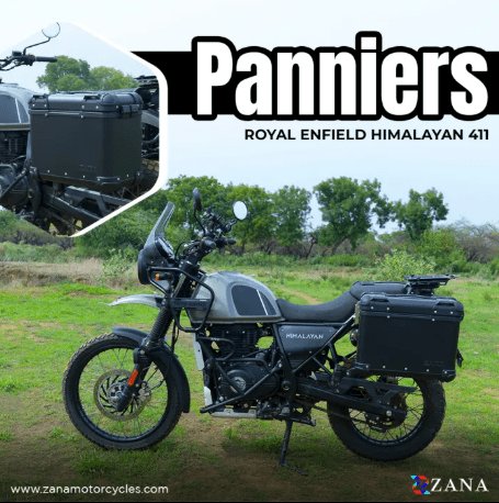 Zana Panniers ( 36 LTR ) Aluminium R-Flat Black With Frame For Himalayan 411 ZI-8494 RB