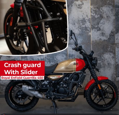 Zana Crash Guard for Guerrilla 450 (with Slider, Black Texture, Mild Steel) - Type-1 ZI-8519