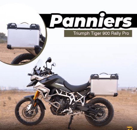 Zana Panniers( 36 LTR )Aluminium R-Flat Silver With Frame For Triumph Tiger 850 /900 rally pro ZP-70 RS