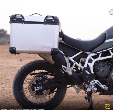 Zana Panniers( 36 LTR )Aluminium R-Flat Silver With Frame For Triumph Tiger 850 /900 rally pro ZP-70 RS