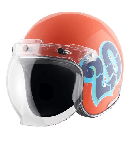 AXOR Retro Jet Sportz S13 Helmet Orange Blue