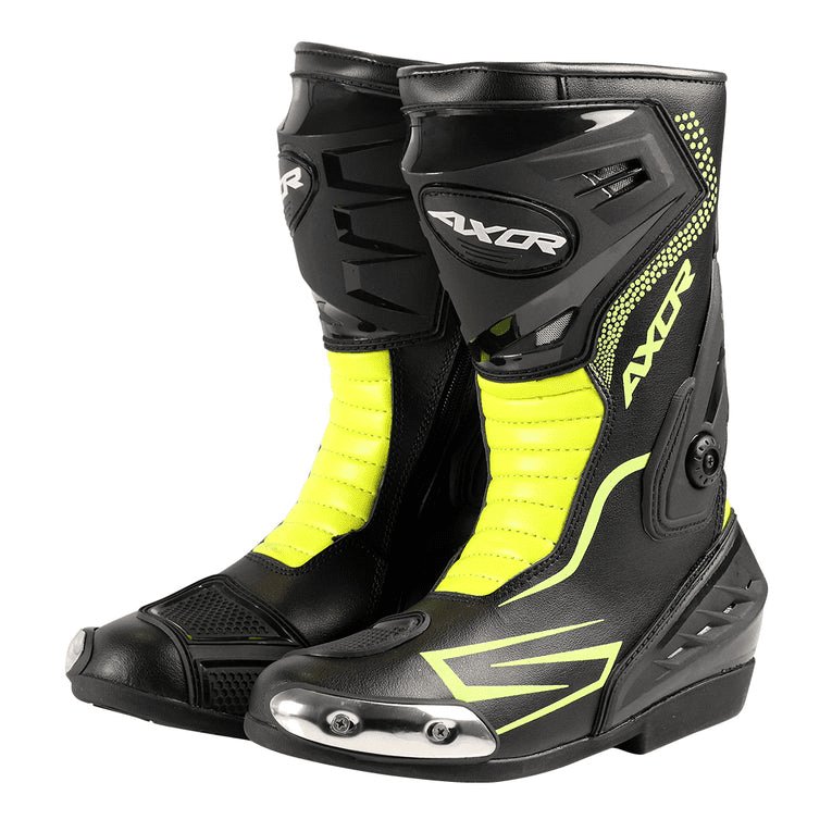 Axor Slipstream Black Neon Green Riding Boots