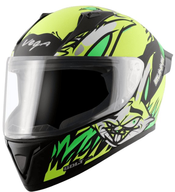 Vega Bolt Bunny Dull Black Neon yellow Helmet