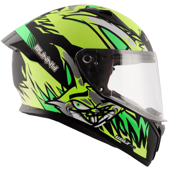 Vega Bolt Bunny Dull Black Neon yellow Helmet