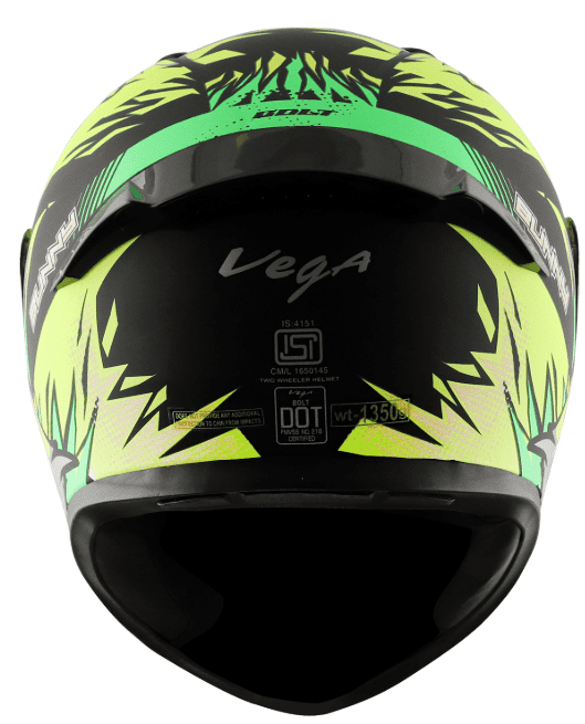 Vega Bolt Bunny Dull Black Neon yellow Helmet