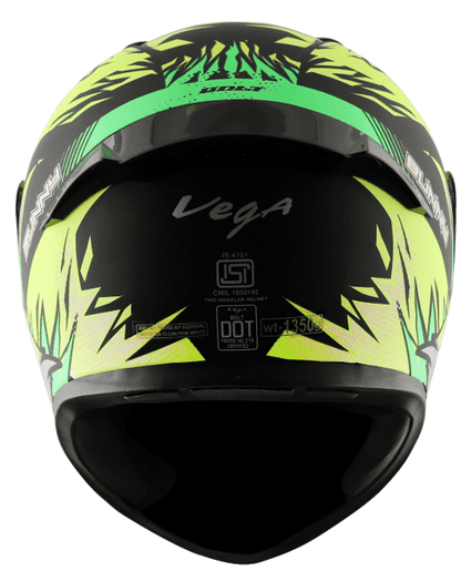 Vega Bolt Bunny Dull Black Neon yellow Helmet