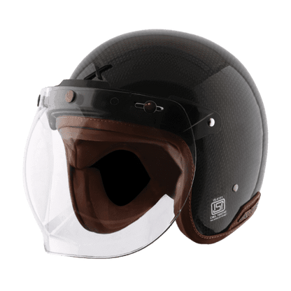 AXOR Jet Carbon W/BB Visor Small Checks Open Face Helmet