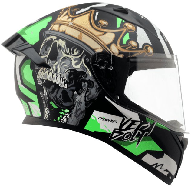 Vega Bolt Crown Men Dull Black Neon Green Helmet
