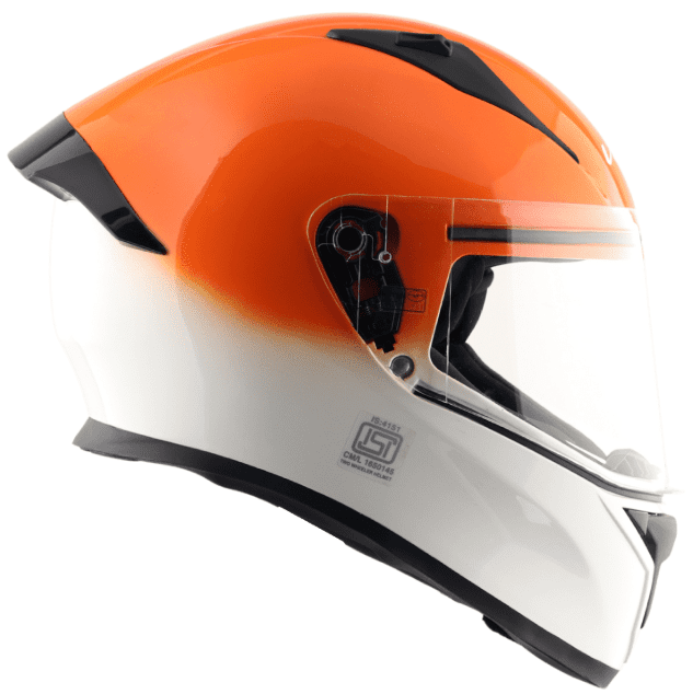 Vega Bolt Dual White Orange Helmet