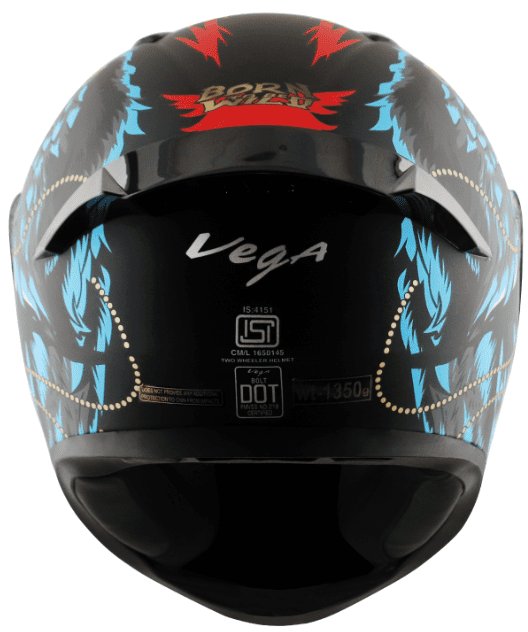 Vega Bolt Wild Dull Black Blue Helmet