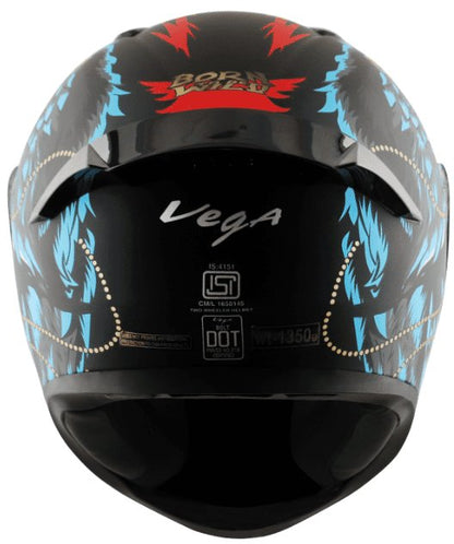 Vega Bolt Wild Dull Black Blue Helmet