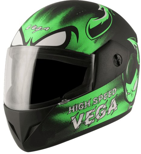 Vega Cliff Devil Dull Black Neon Green Helmet