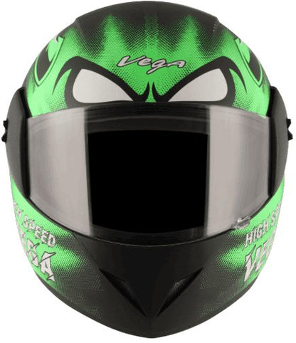 Vega Cliff Devil Dull Black Neon Green Helmet