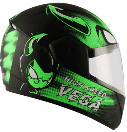 Vega Cliff Devil Dull Black Neon Green Helmet