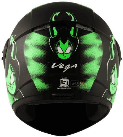 Vega Cliff Devil Dull Black Neon Green Helmet