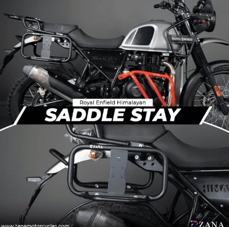 ZANA Saddle Stays For Himalayan (2016-22) Mild Steel With Exhaust Sheild With Jerry Can Mounting Texture Matt Black ZI-8133