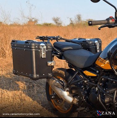 ZANA Panniers ( 36 LTR ) Aluminum Round Black with Frame for Himalayan 450 ZI-8439 RB