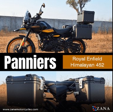 ZANA Panniers ( 36 LTR ) Aluminum Round Black with Frame for Himalayan 450 ZI-8439 RB