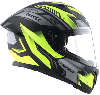 Vega Bolt Martial Dull Black Neon Yellow Helmet