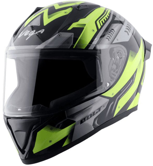 Vega Bolt Martial Black Neon Yellow Helmet