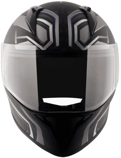 Vega Bolt Marvel Black Panther Edition Dull Black Silver Helmet