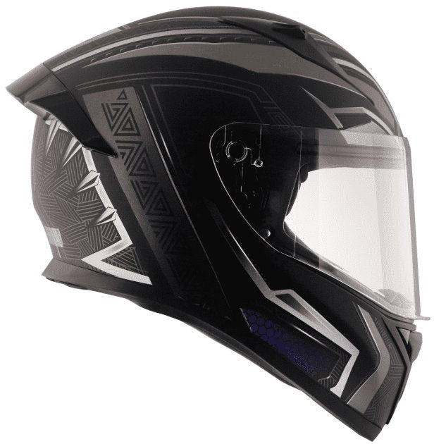 Vega Bolt Marvel Black Panther Edition Dull Black Silver Helmet