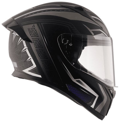 Vega Bolt Marvel Black Panther Edition Dull Black Silver Helmet