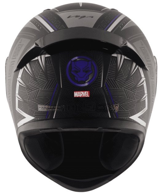 Vega Bolt Marvel Black Panther Edition Dull Black Silver Helmet