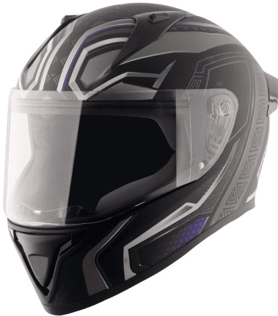 Vega Bolt Marvel Black Panther Edition Dull Black Silver Helmet