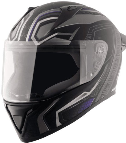 Vega Bolt Marvel Black Panther Edition Dull Black Silver Helmet