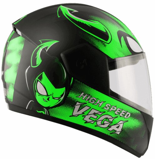 Vega Cliff Devil Black Neon Green Helmet