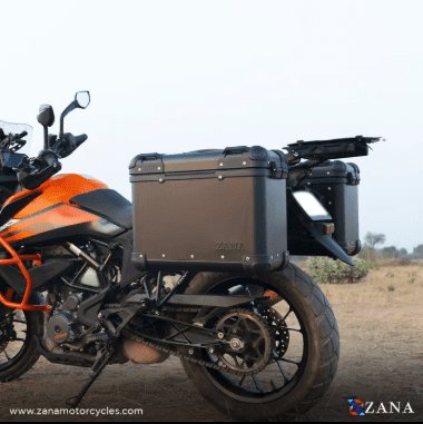 Zana Panniers( 36 LTR )Aluminium R-Flat Black With Frame For KTM ADV 250/390 ZI-8491 RB