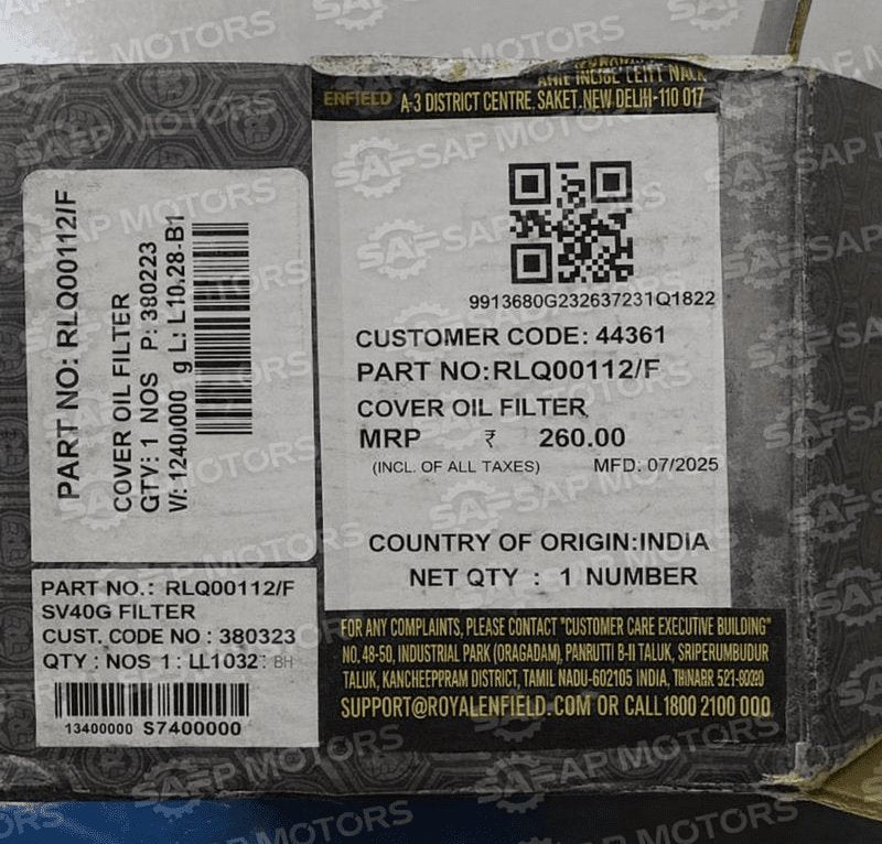 ROYAL ENFIELD RLQ00112/F OIL FILTER COVER WITH OIL FILTER CAP FOR HIMALAYAN 450 & GUERRILLA 450